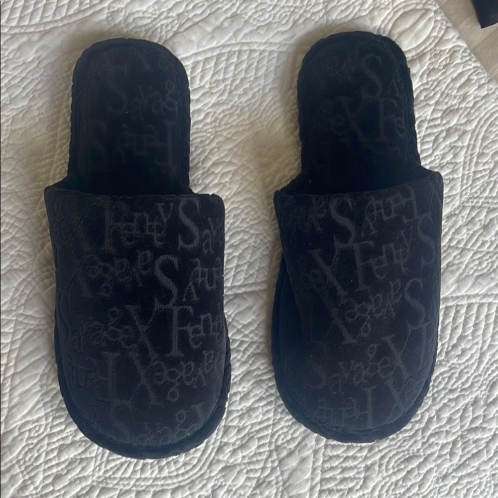 Black Slippers with Text Design